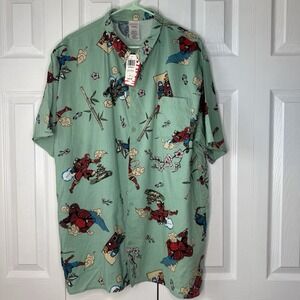 Marvel Comic Samura Themed Woven Shirt Unisex Button Down Ironman Spider-Man XL‎